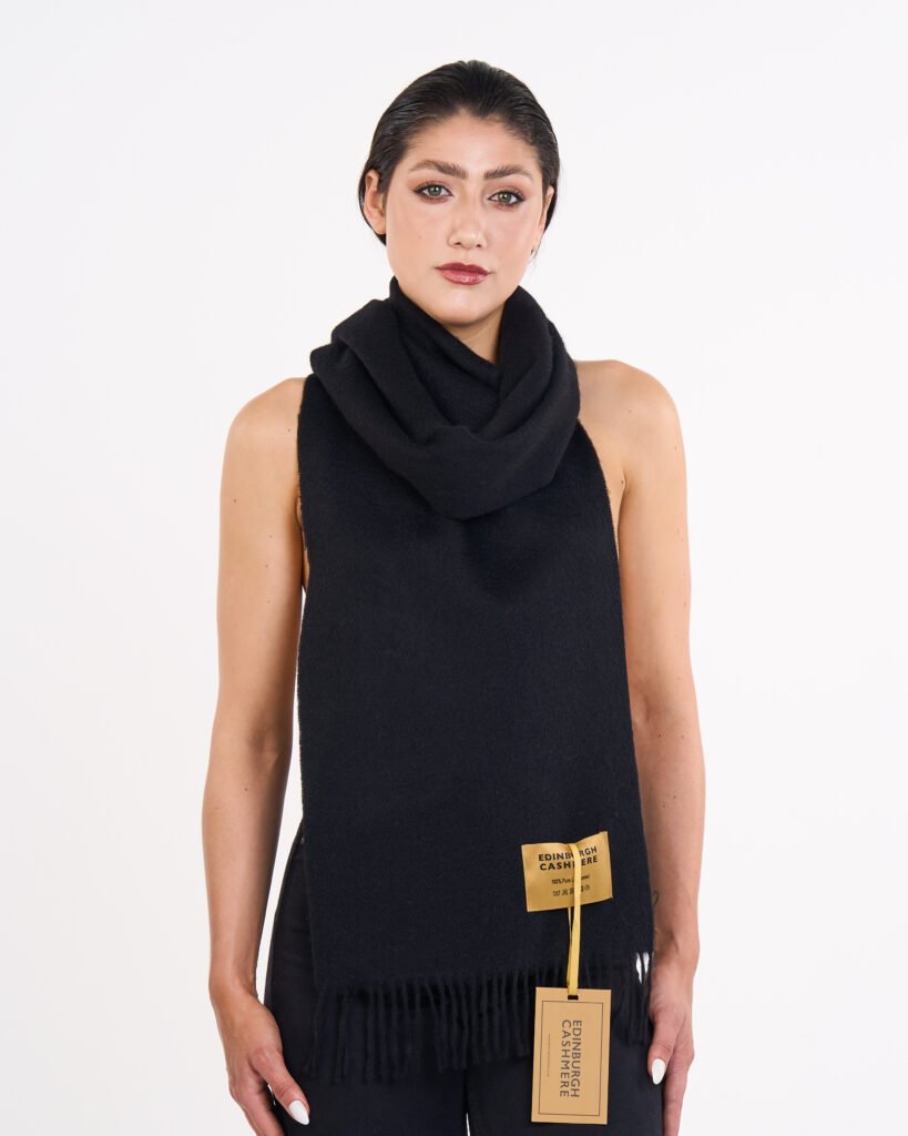 Edinburgh Cashmere DC Scott Cashmere Scarf ivory travel