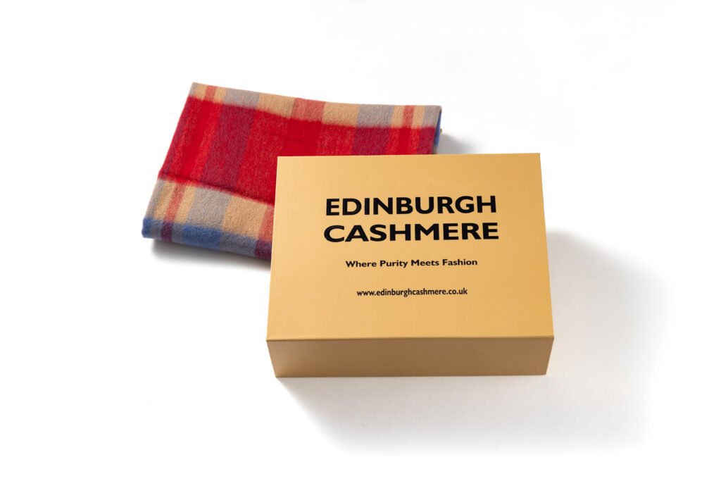 Edinburgh Cashmere DC Check Cashmere Scarf unique luxury gifts under £150 UK